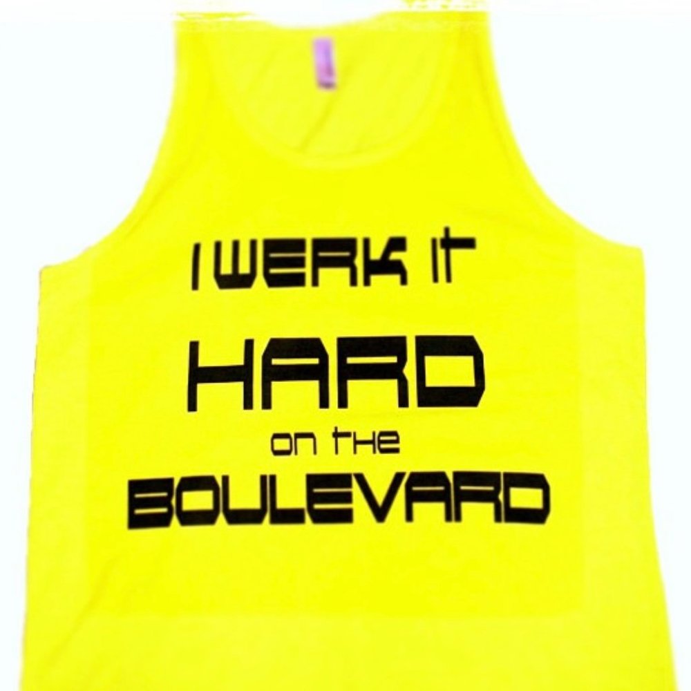 "I WERK IT HARD ON THE BOULEVARD" Neon Bella Canvas Tank